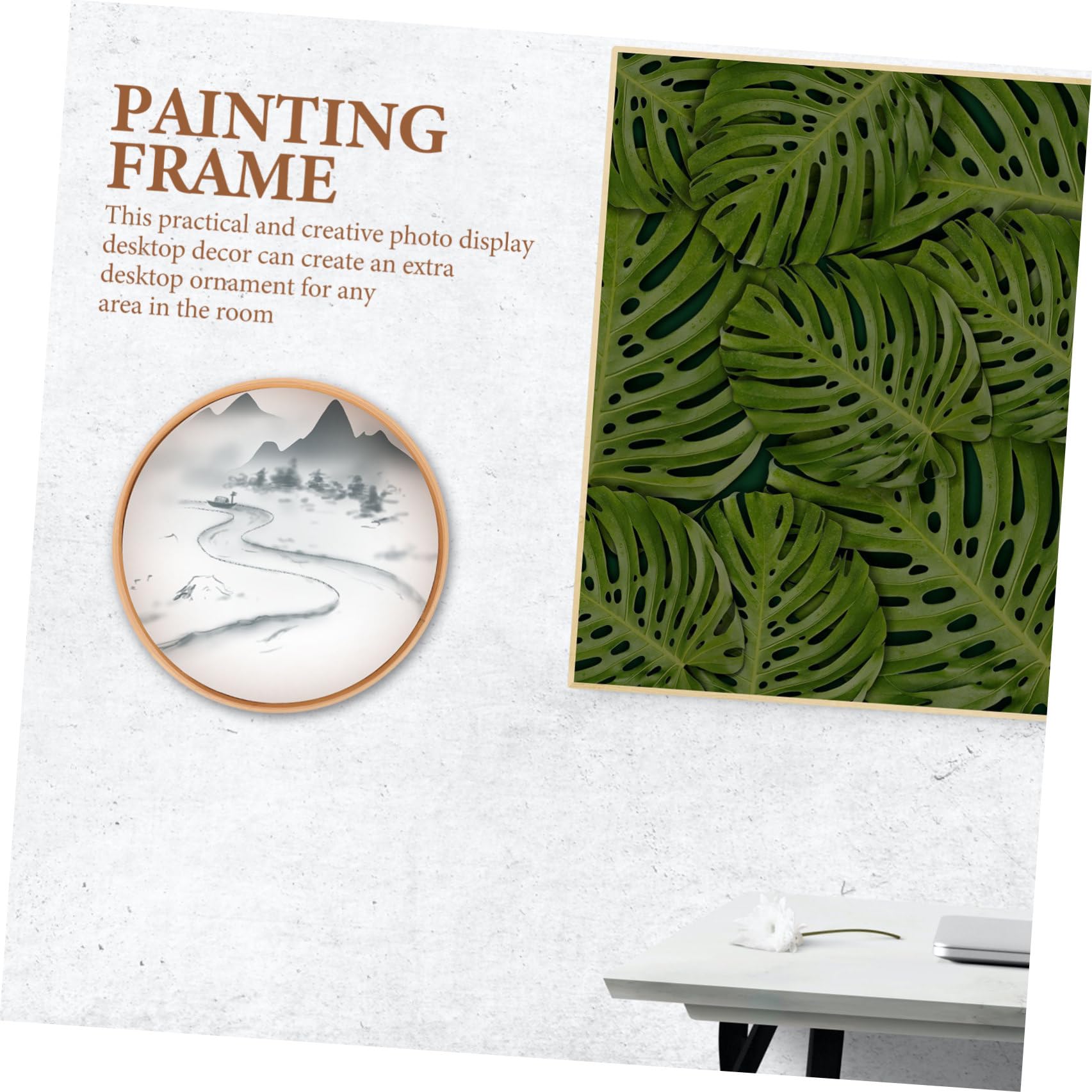 Holibanna Cornice Rotonda in Legno di Bambù 35 CM per Esposizione di Foto e Dipinti Supporto Stabile, Adatta a Casa, Ristorante e Libreria