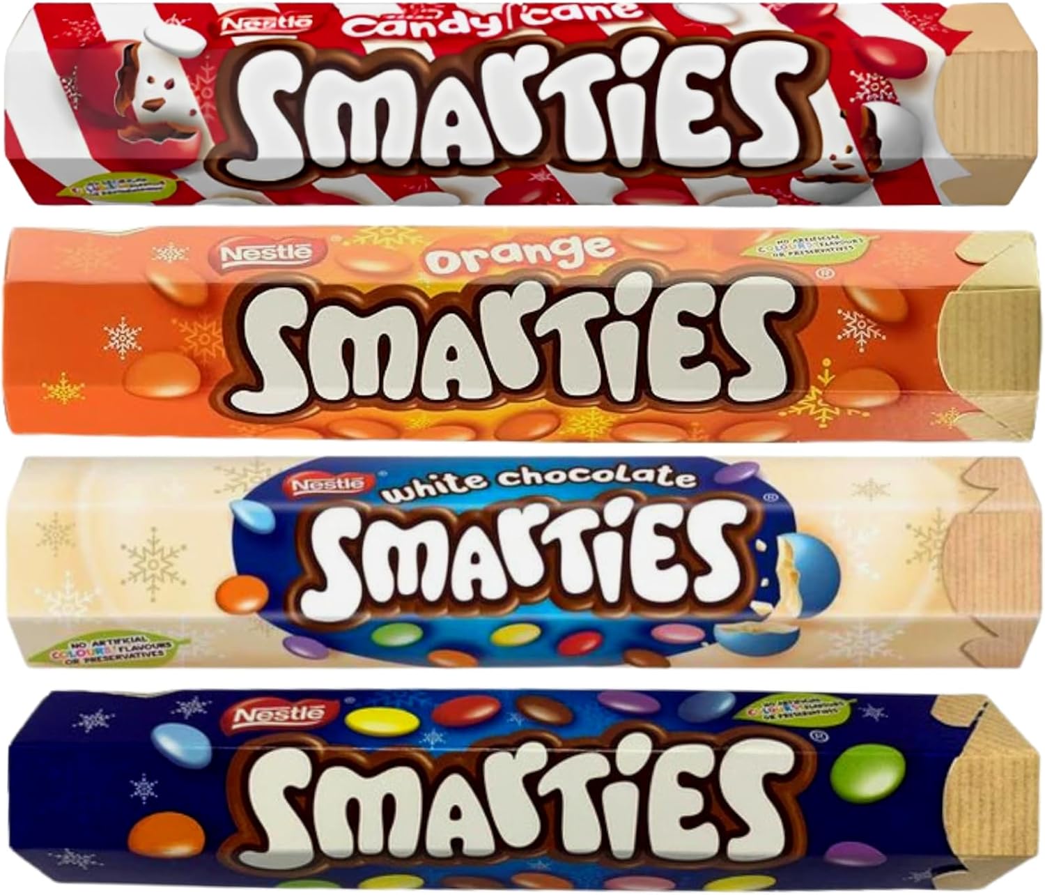 Assorted Christmas Sweets Chocolate Tubes with Smarties Chocolate Giant