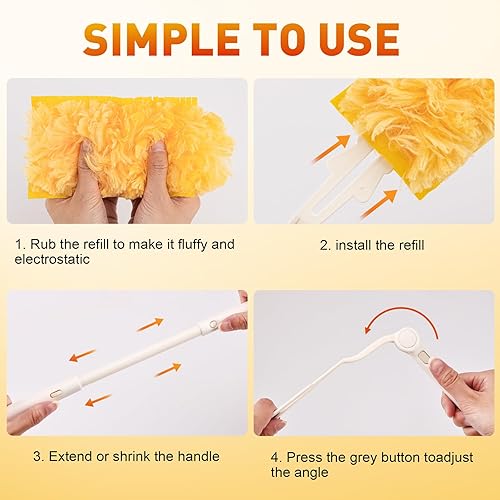 Miniatura 7 de Recambios de plumero resistente, kit de plumeros desechables para limpiar el polvo de muebles, ventilador de techo ciego, plumero de plumas de 360