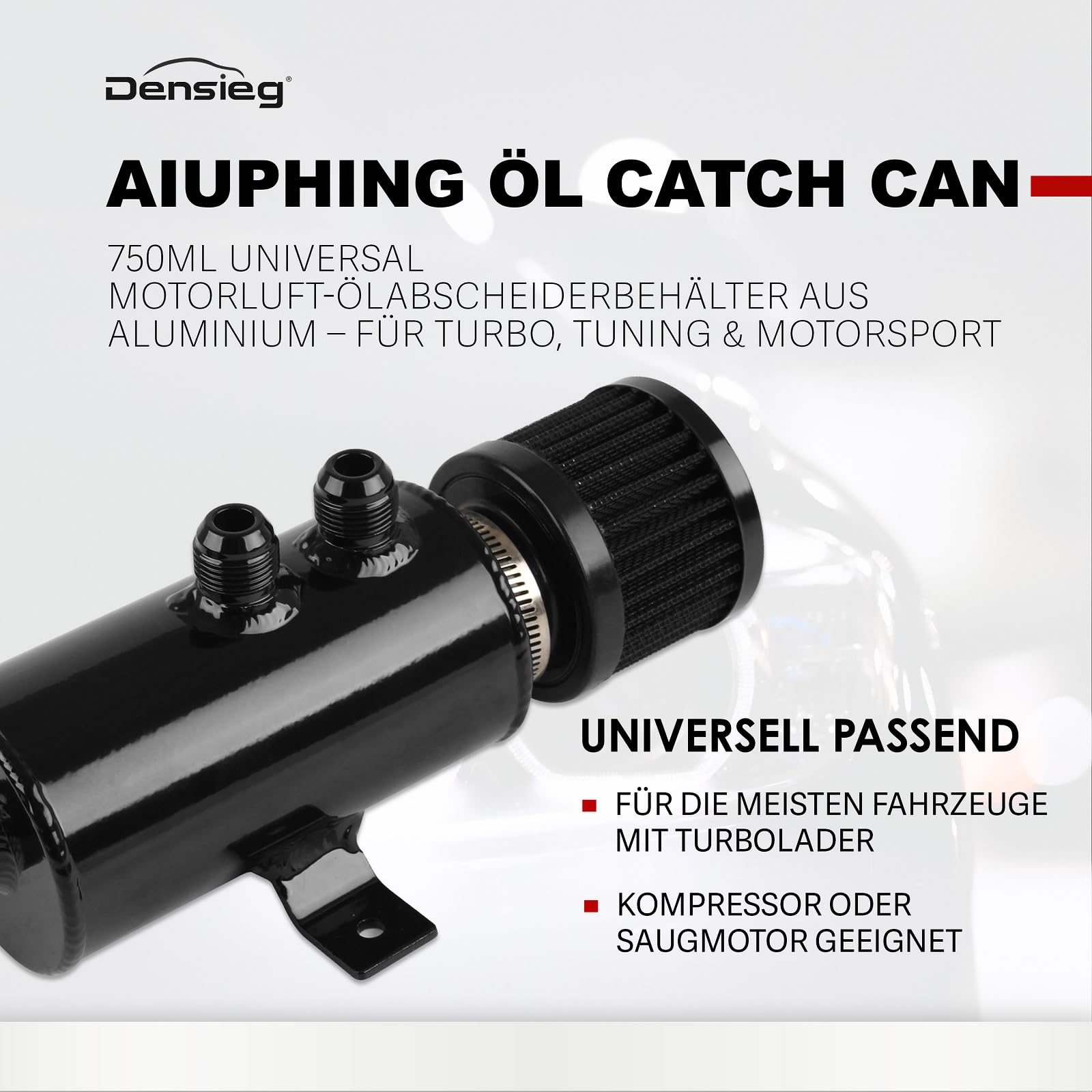 Can olio Catch Can da 750 ml con filtro, 10 AN in alluminio nylon intrecciato, set di montaggio per turbo, tuning e sport motoristici