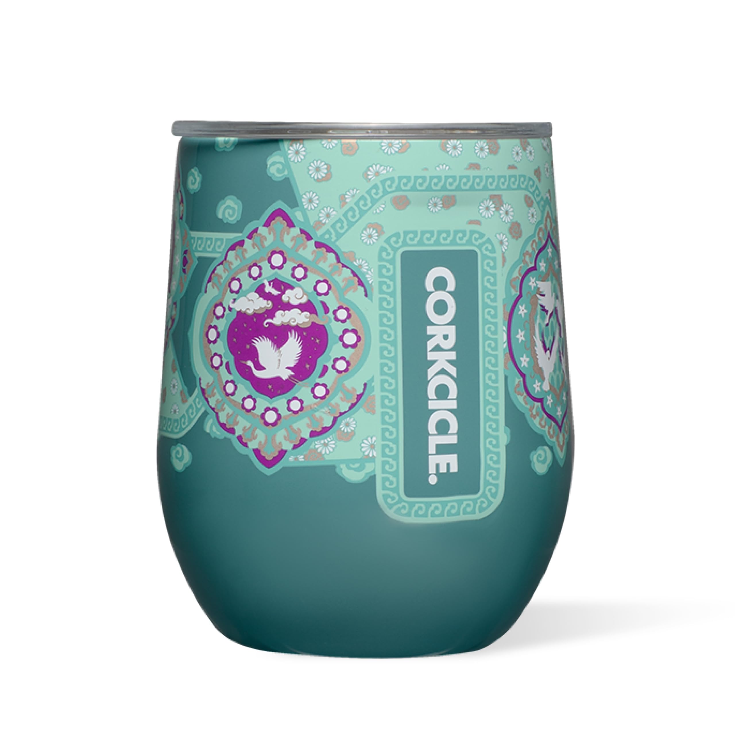 Disney Princess Jasmine Stemless Wine Glass Tumbler, Triple Insulated Stainless Steel Construction, Sliding Shatter-Proof Travel Lid, Keeps Beverages Chilled for 9 Hours, 12 oz