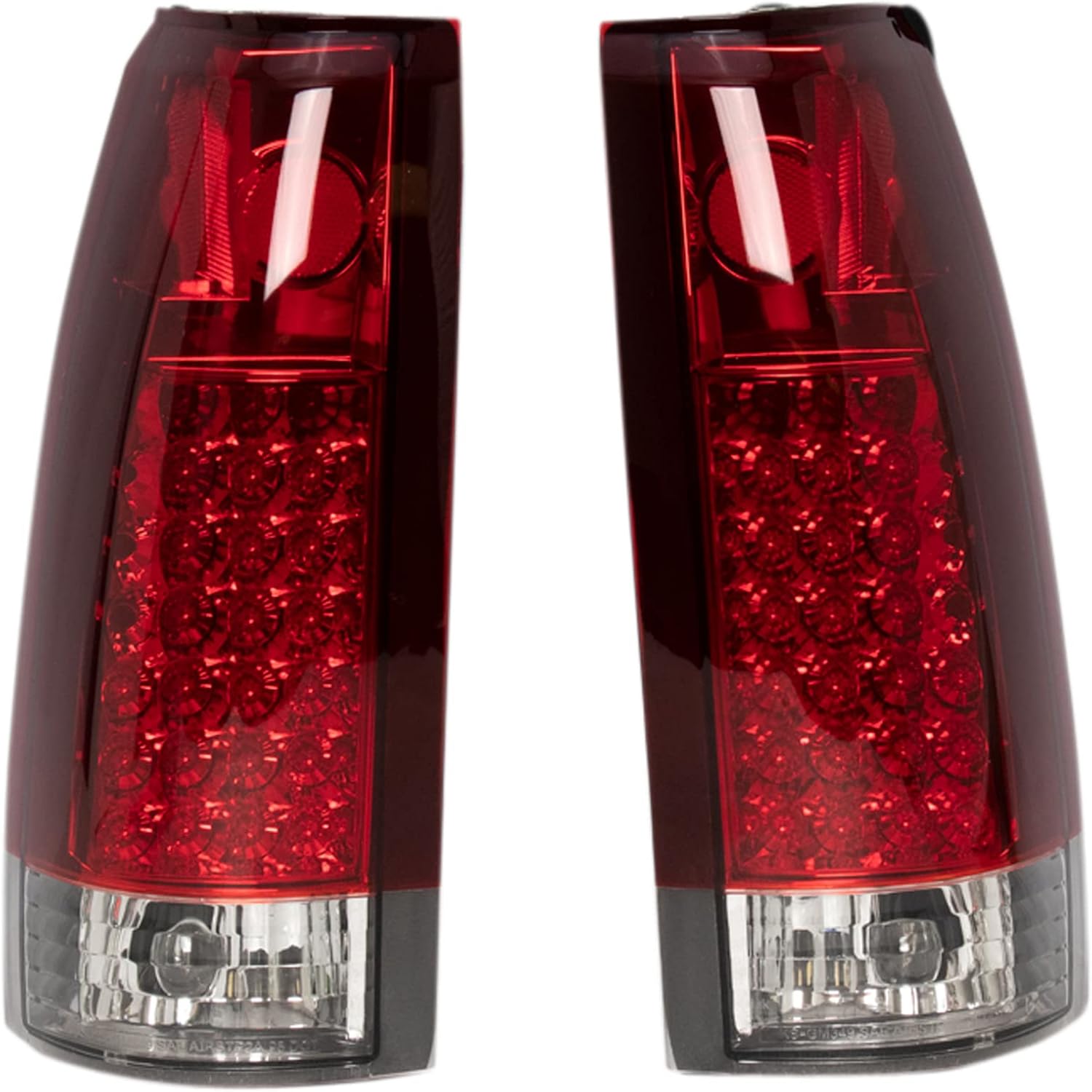 TRQ 2 Piece Driver & Passenger Side Tail Light Assembly Set LED Chrome Housing Compatible with 1988-1999 Chevy GMC C1500 1988-2000 C2500 1988-2002 C3500 K1500 1988-2000 K2500 1988-2000 K3500 GM2800104