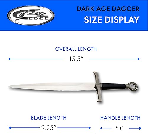 Miniatura 3 de Szco Supplies Daga medieval de la Edad Oscura negra, 15.5 pulgadas