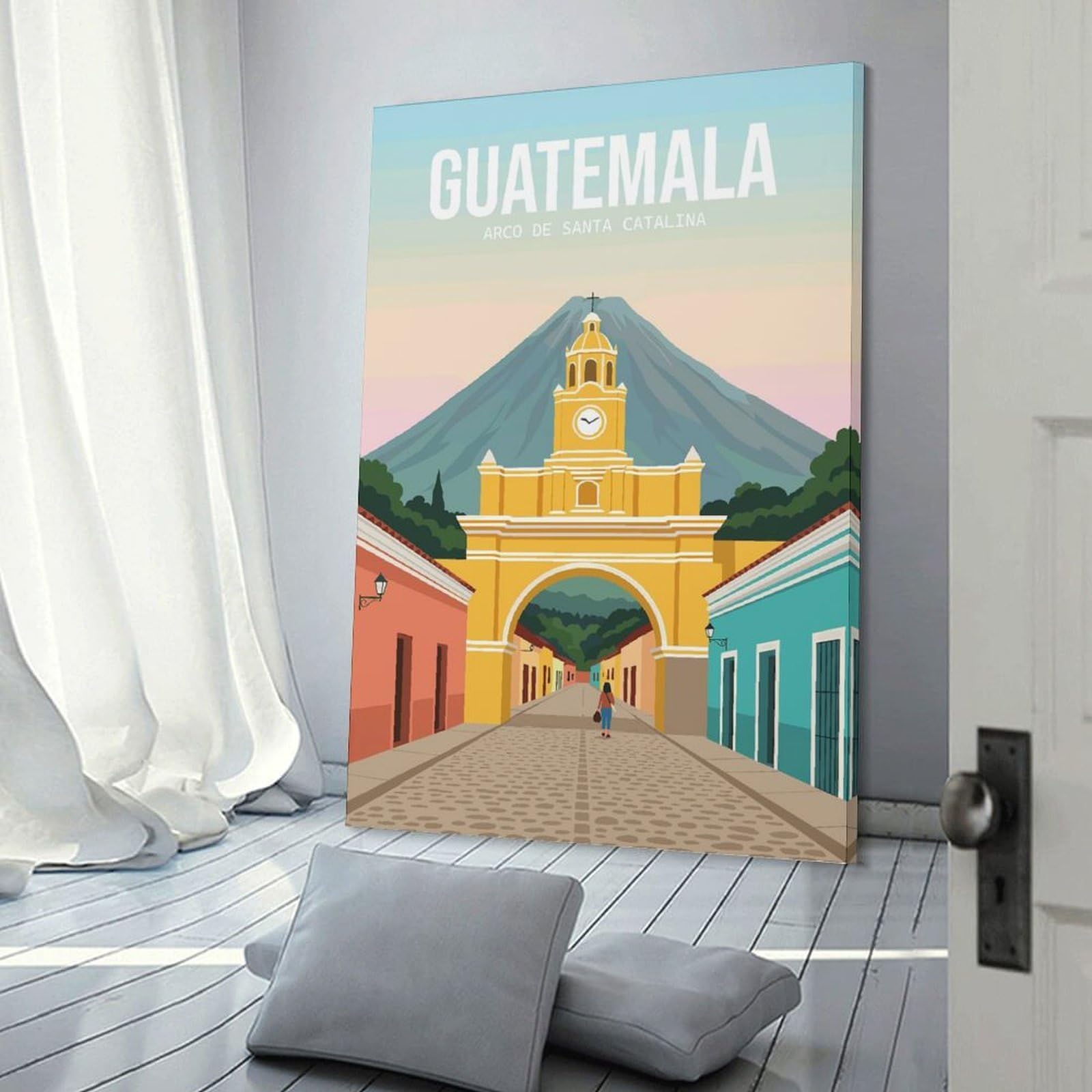 Junmoney Frame-Style-22-1 Canvas Art Print Guatemala Arco De Santa Catalina, 20X30inch(50X75cm), For Contemporary Homes, Apartments Or Offices, Decorative Canvas Decor For Home Updates
