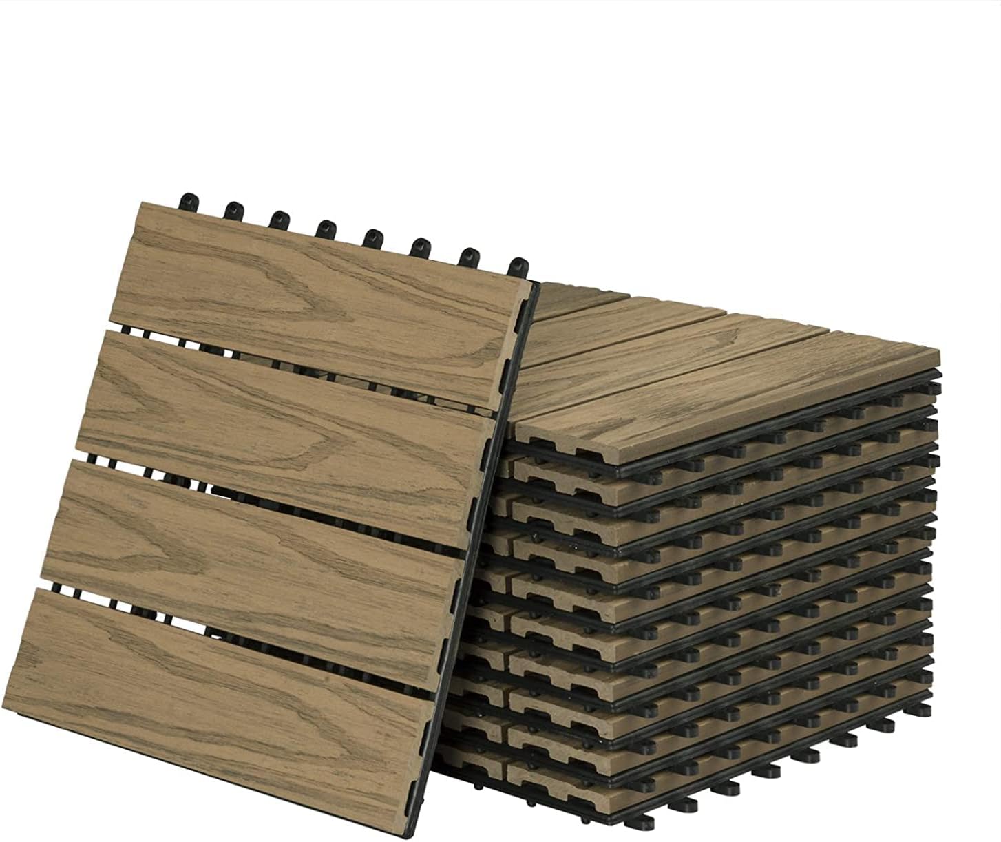 Laneetal WPC Fliesen Klickfliese 3D Holzstruktur, 22er Set Garten ...