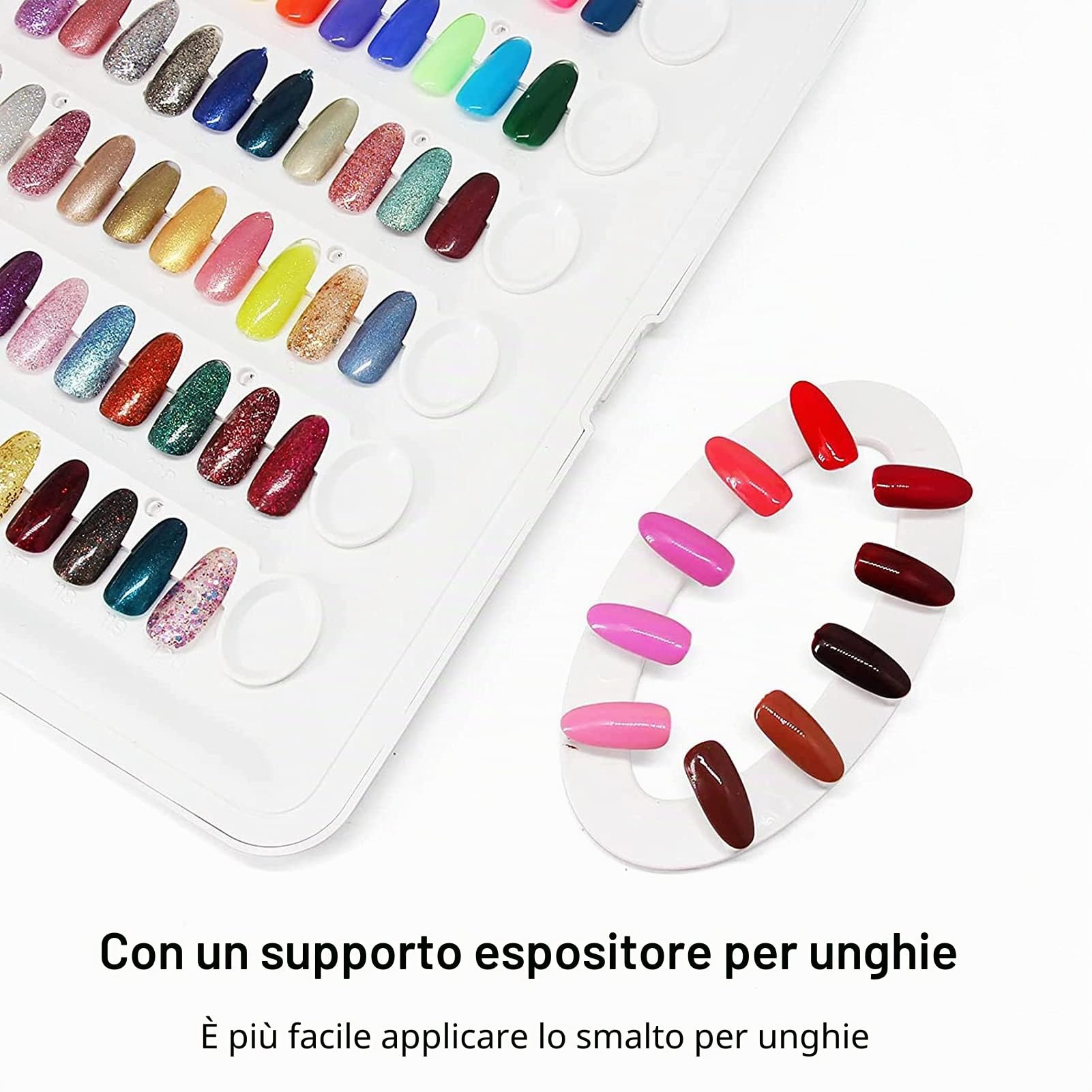 Espositore per 120 Colori di Sfumature Unghie con Clip 14 Colori, Ideale per Smalti Gel, Salone Manicure e Campioni Nail Art, Senza Bisogno di Colla, Supporto Professionale per Artisti delle Unghie