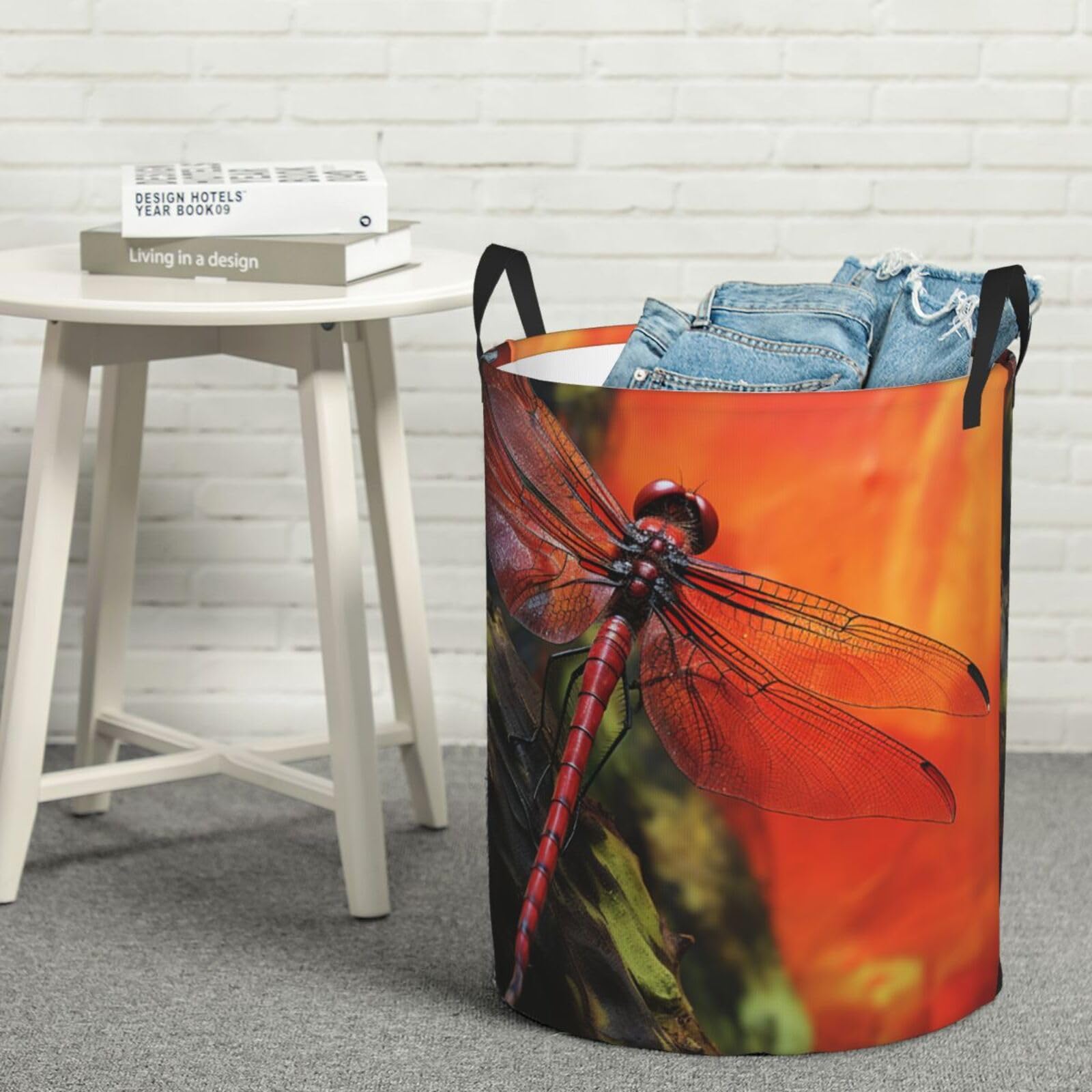 Panier à linge libellule rouge M pliable et imperméable pour rangement