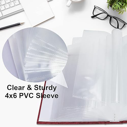 Miniatura 4 de Vienrose Álbum de fotos pequeño de 4 x 6 pulgadas, paquete de 2 mini libros de fotos con cubierta de lino, 26 páginas con capacidad para 52