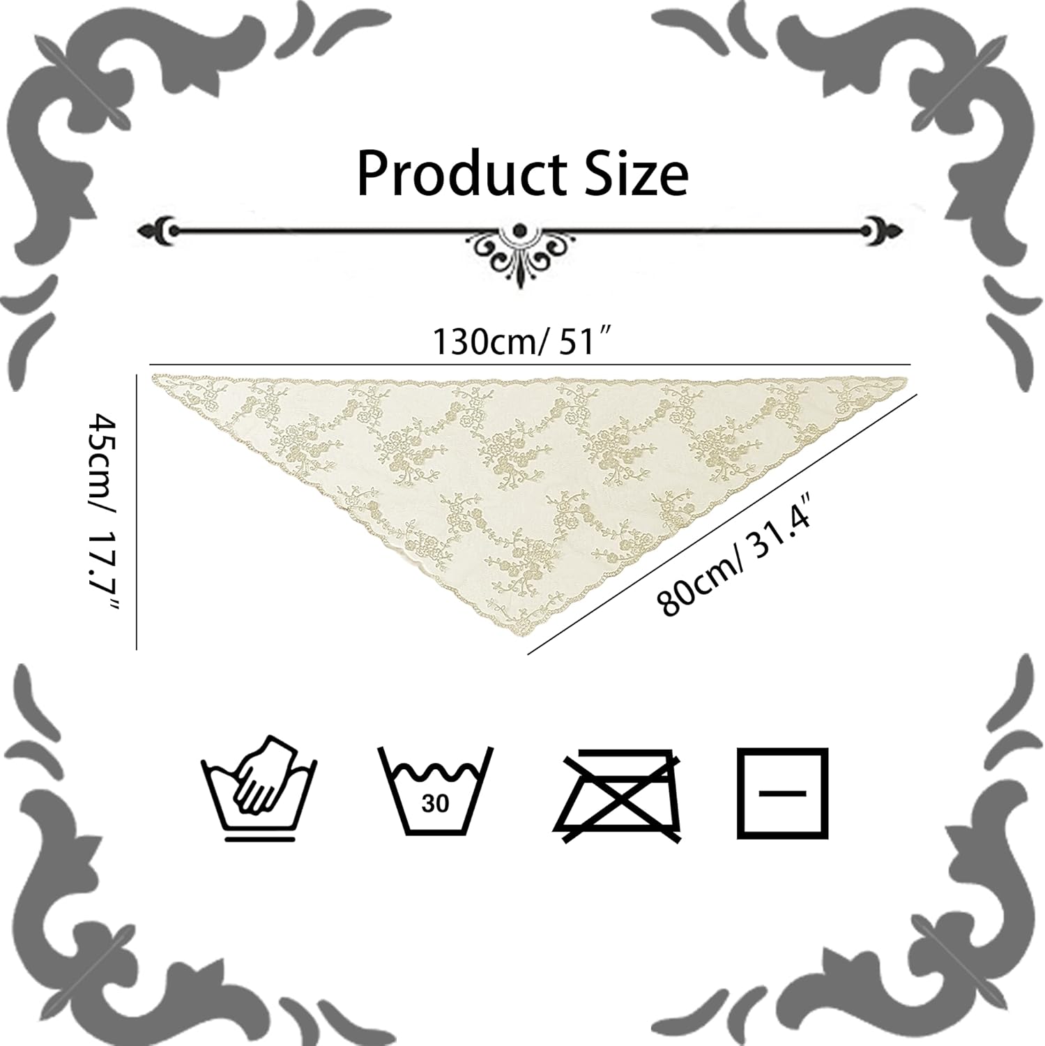 Triangle Veil with Lace Edge, Floral Pattern Sheer Tulle Chapel Bridal Veil for Wedding, Church, Daily Use Mantilla - Image 4