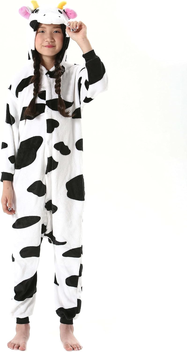 DarkCom Kids Animal Onesie,Women and Mens Cosplay Cow Onesie Halloween Costume Christmas Pajamas Sleepwear - Image 2