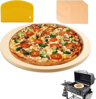 16" Heavy Duty Cordierite Pizza Stone – 0.6" Thick Baking Stone for Oven & Grill, Perfect for Crispy Pizza, Bread & Cookies, with Scraper