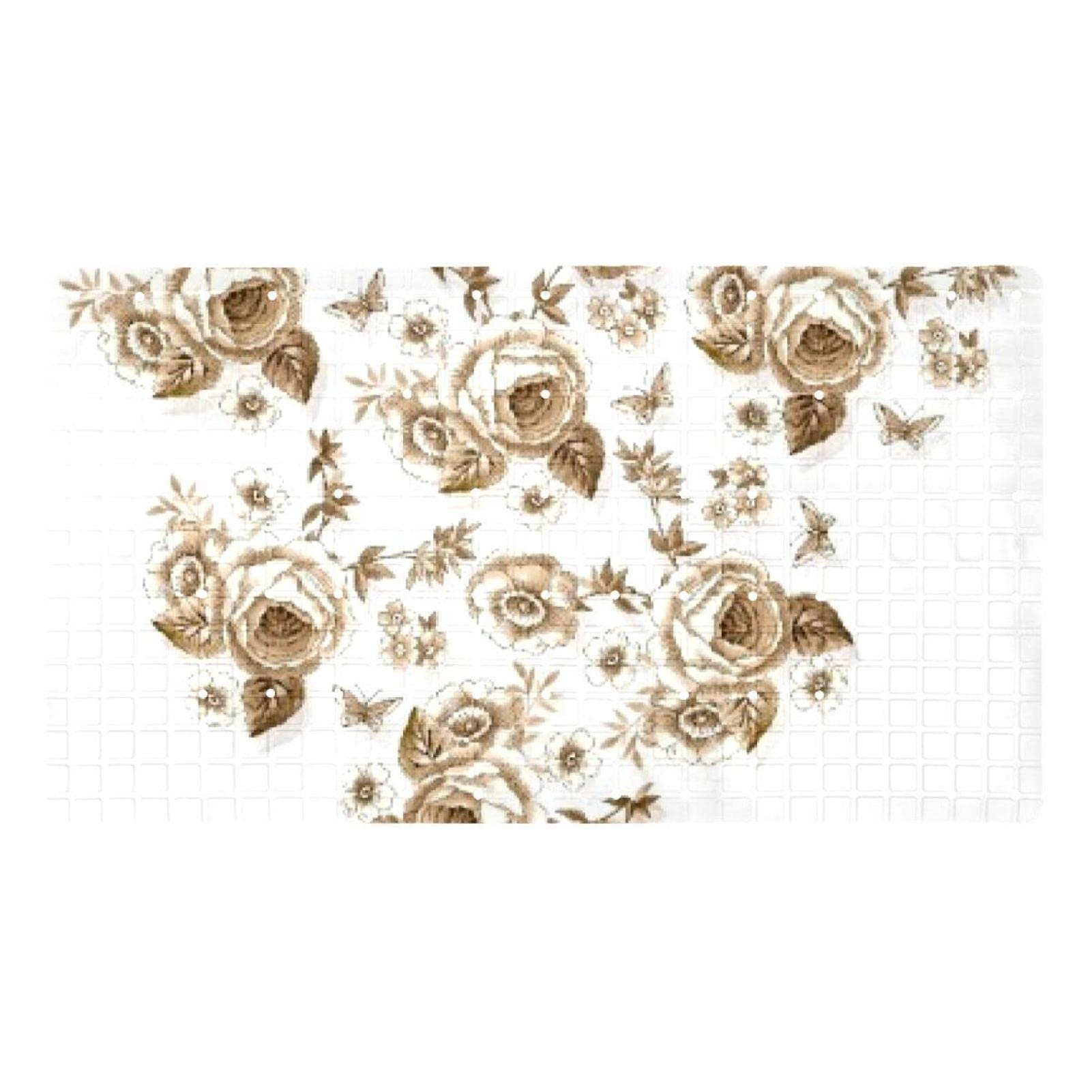 Alfombrillas de ducha antideslizantes con ventosas y textura de flores