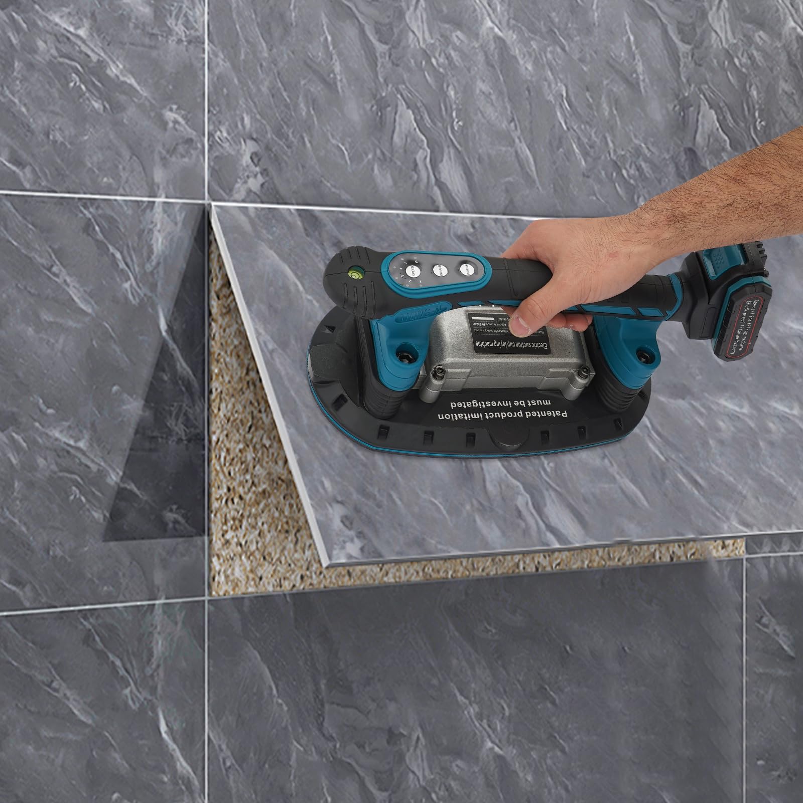 Vibratore per piastrelle a batteria, 13000 giri/min, con 6 marce, potenza di aspirazione 400 kg, per piastrelle e piastrelle (da 30 a 300 cm)