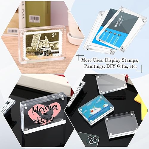 Miniatura 5 de Xuhal Marco acrílico para tarjetas de visita de 2.5 x 3.5 pulgadas, juego de bloques transparentes de doble cara, 0.787 in de grosor, marcos