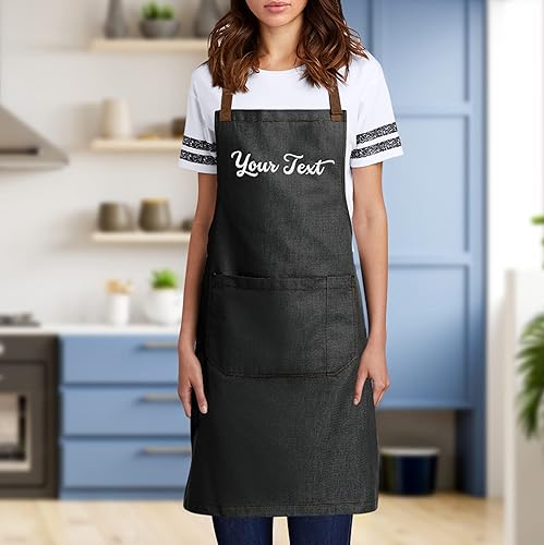 Miniatura 9 de TEEAMORE Delantales bordados personalizados para mujeres y hombres, añade tu texto Chef Kitchen Grill Delantal