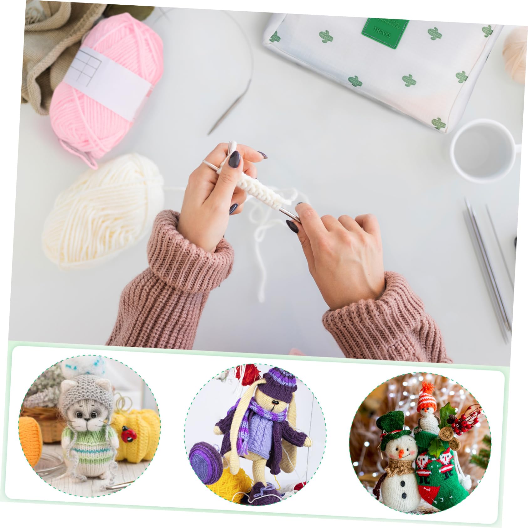 Kit de Crochet para Principiantes Adultos, 1 Juego de Herramientas | Bolsa de Transporte, Hilo y Accesorios de Plástico, Medición Incluida, para Manualidades Portátiles