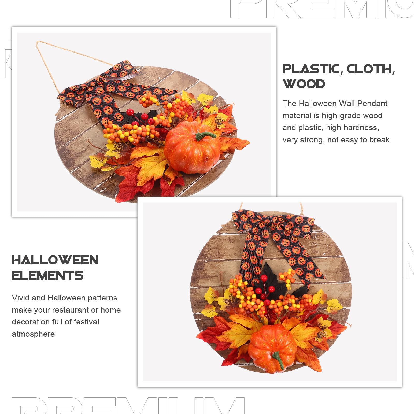 OSALADI 2 Pezzi Decorazione Halloween in Legno per Porta e Parete Ornamento a Zucca, Leggero e Facile da Usare per Decorazione Casa e Ristorante