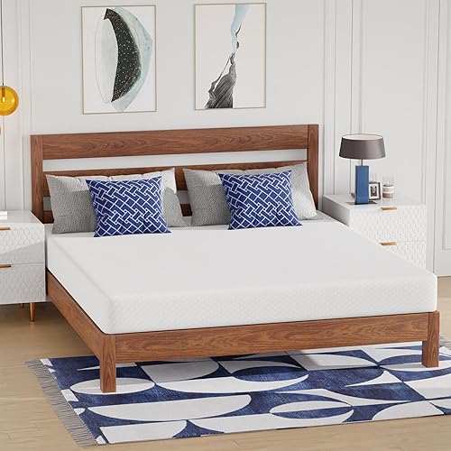 Miniatura 39 de BestMassage Colchón matrimonial de 10 pulgadas | Espuma viscoelástica de gel | Tacto firme medio | Blanco | Cama en una caja, certificado