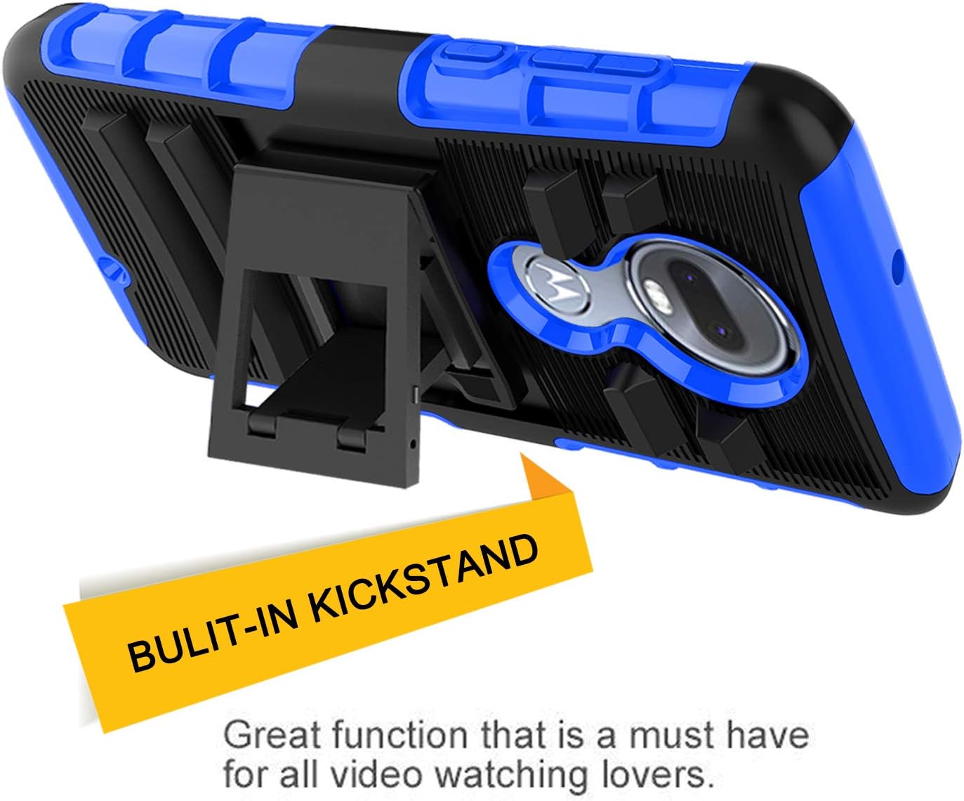 Moto G7 Case, Moto G7+ Plus Phone Case with Kickstand & Belt Clip [Hybrid Dual Layer] [Shockproof Bumper] Rugged Heavy Duty Full Body Armor Protective Case