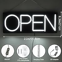 Vista 6 de Ultra Bright LED Neon Open Sign - 22 Inch Electric Light Up Sign for Business Storefront Window Glass Door Retail Shop Store Bar Salon Restaurant
