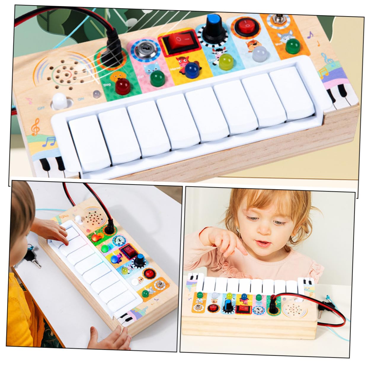Juguete Musical de Madera Electrónico LED para Niños, 1 Pieza