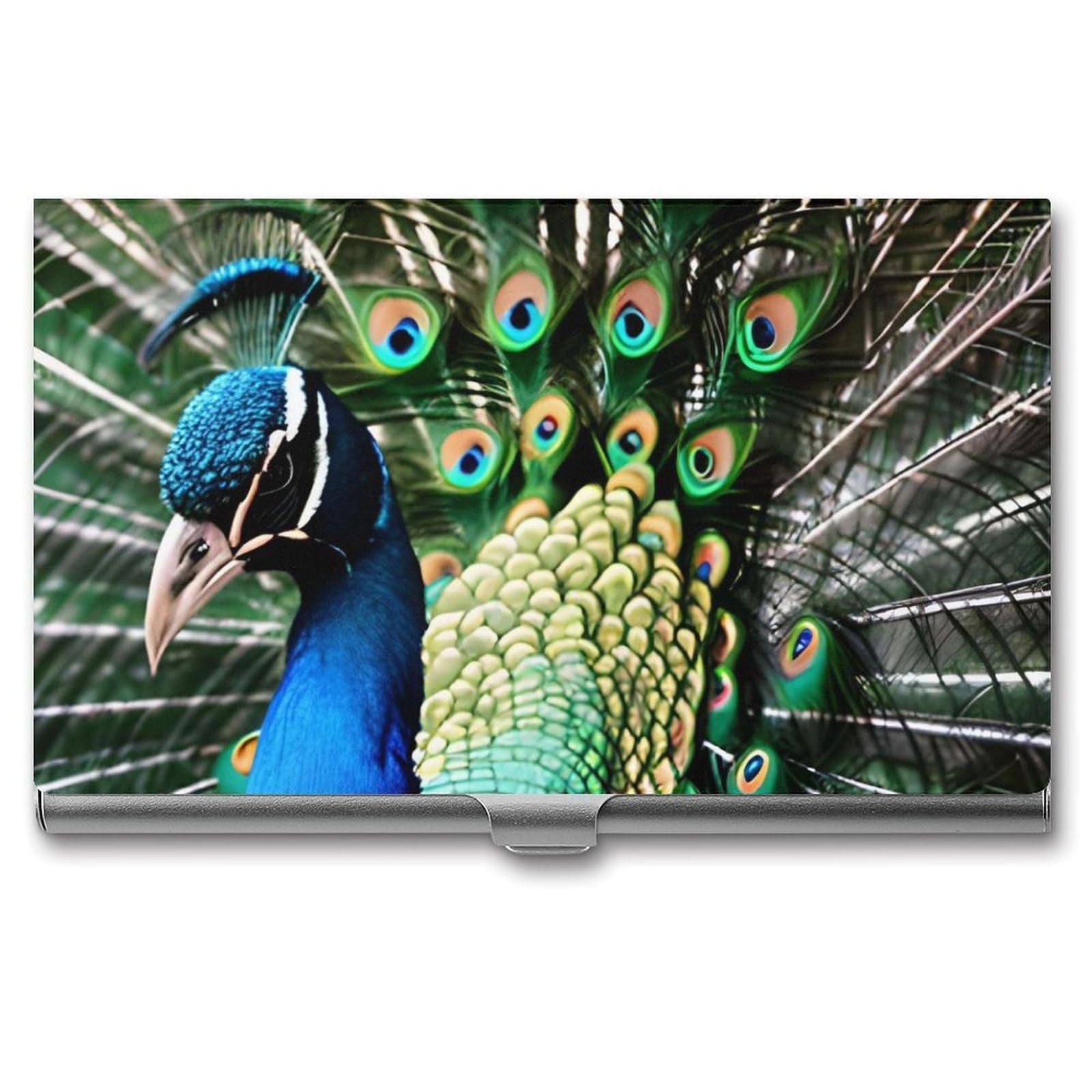 JTREHY Peacock Business Card Case Convenient to Carry Business Card Dispenser Durable Not Prone to Wear And Tear Business Card Holder for Men & Women