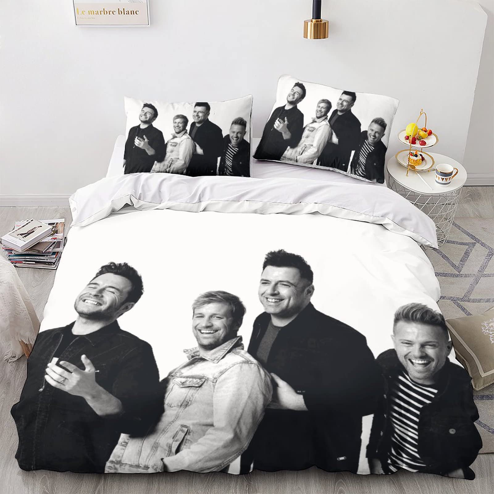 XYueww Westlife Band Bedding Duvet Set 3D Printed Quilt Cover Set Bedspread for Kids Girls Boys Bedroom with Pillow CasesWith Zipper Closure Soft Microfiber Bedding Set King（220x240cm）