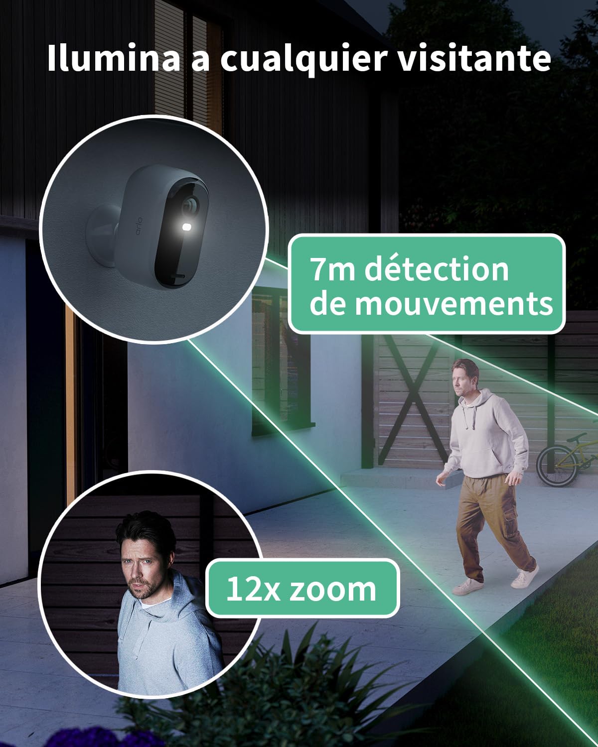 Arlo Essential 2 Camara Vigilancia WiFi Exterior HD, Camara Vigilancia WiFi Interior, Sensor de Movimiento, Alarmas Para Casa, Visión Nocturna En Color, Prueba Arlo Secure Incluida, 3 Cámaras, Blancas