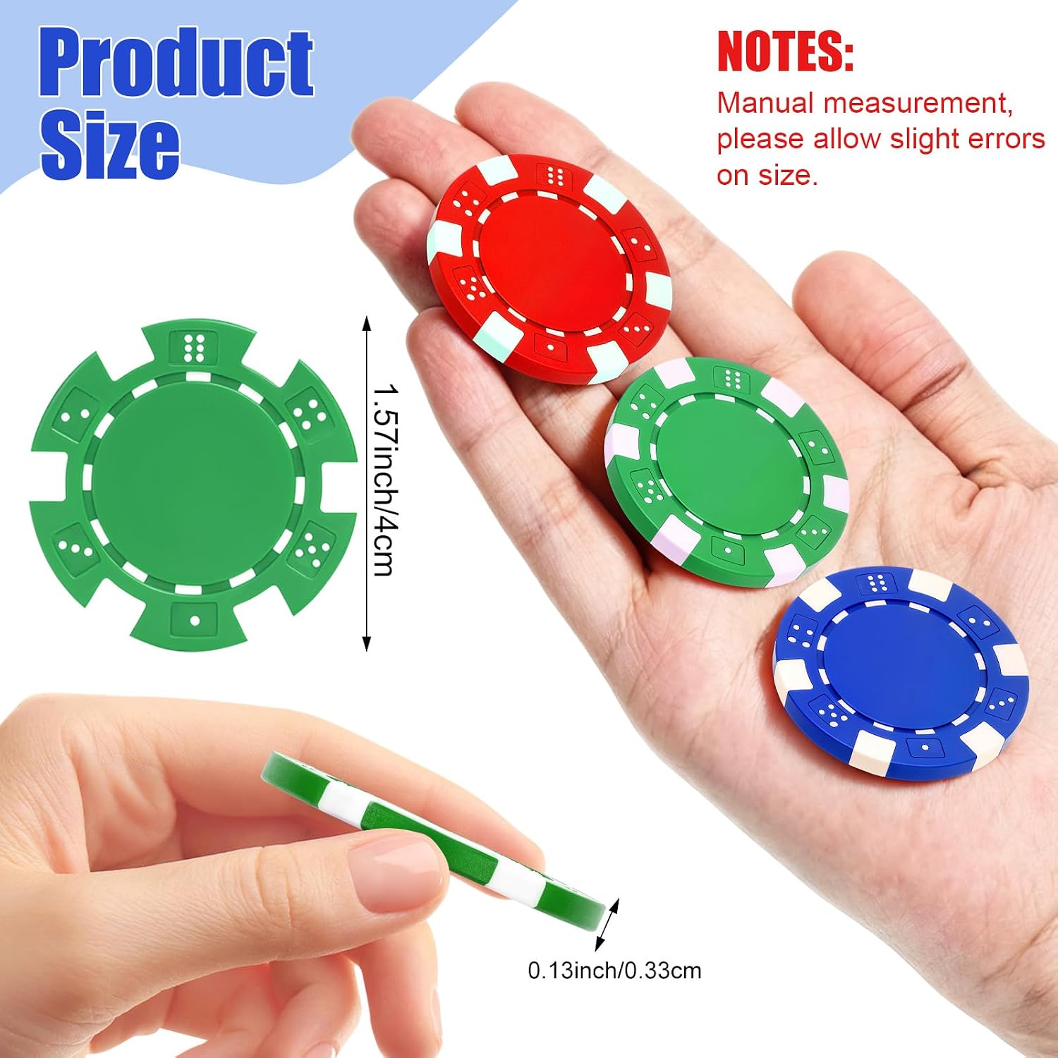100 Pcs Poker Chips Bulk,1.37inch Blank Poker Chips for Custom Values,Ideal for Blackjack,Bingo,Card Night & Family Games image 2