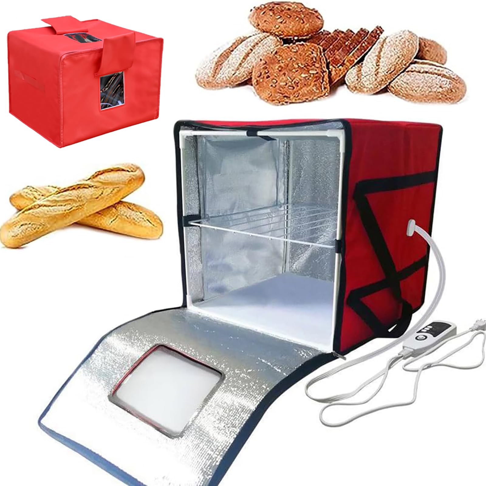 Fermentador Masa Eléctrico, Control Temperatura: Temperatura Ambiente 50 ℃, Resistente Suciedad+ Evita Desgarros/Impermeable, para Hacer Yogur/Chocolate Templado,57L