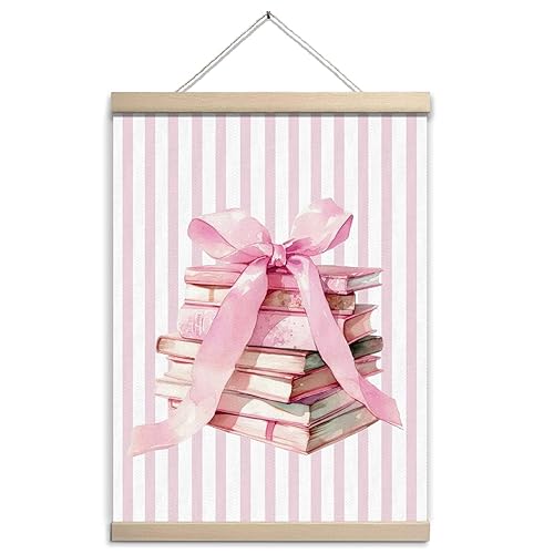 GOVGRTB Pink Bows Books Wall Decor for Bookish Study Room
