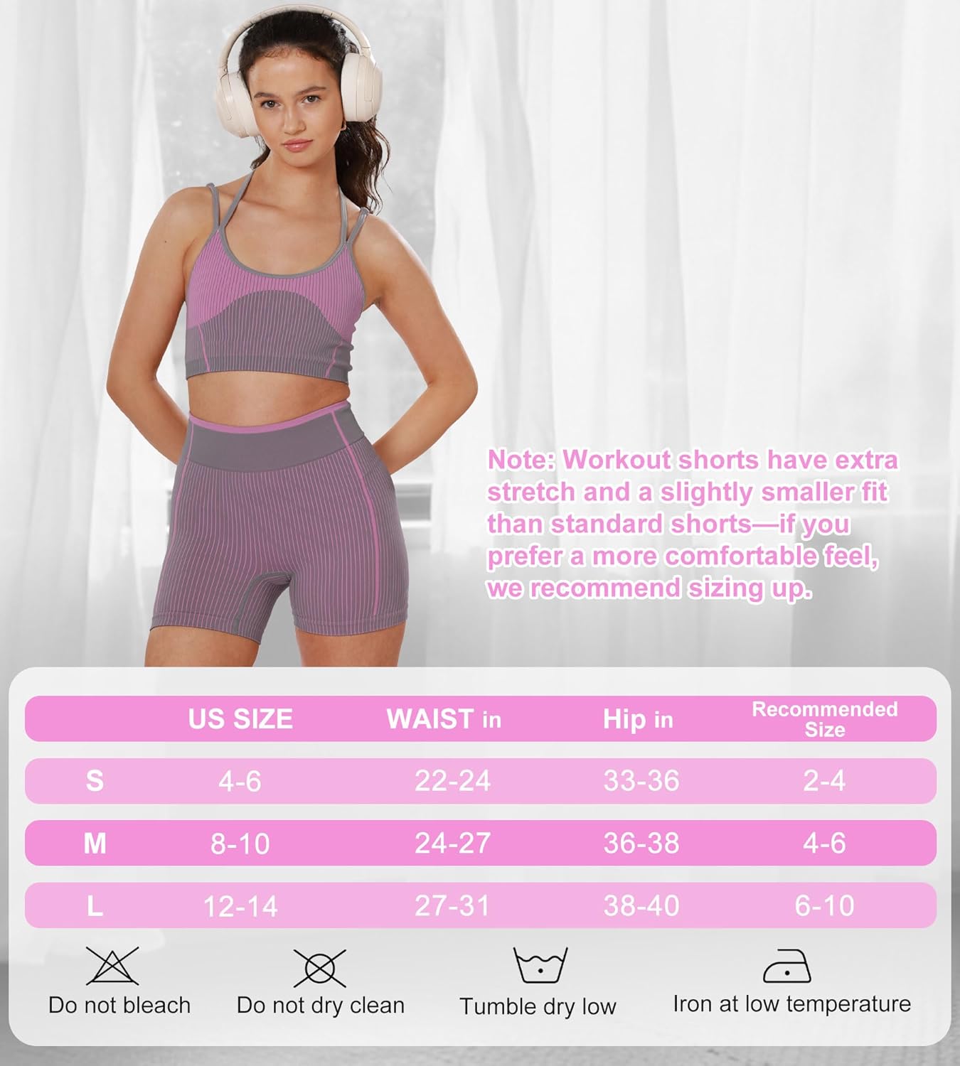 Striped Biker Shorts for Women 4" Seamless Stretchy High-Waisted Ribbed Workout Bottoms No Front for Yoga - Image 6