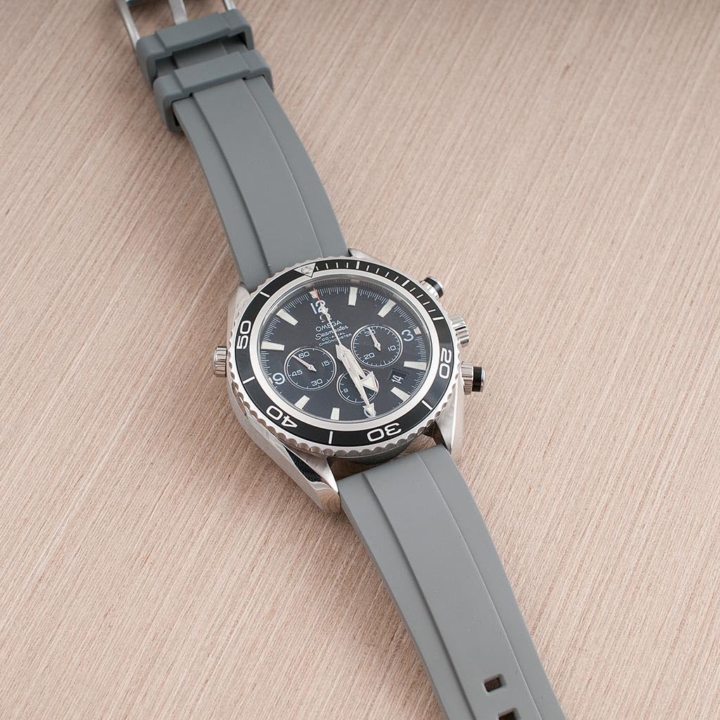 StrapHabit Bracelet de montre extra long pour grands poignets – Bracelet en caoutchouc à dégagement rapide FKM 20 mm 22 mm