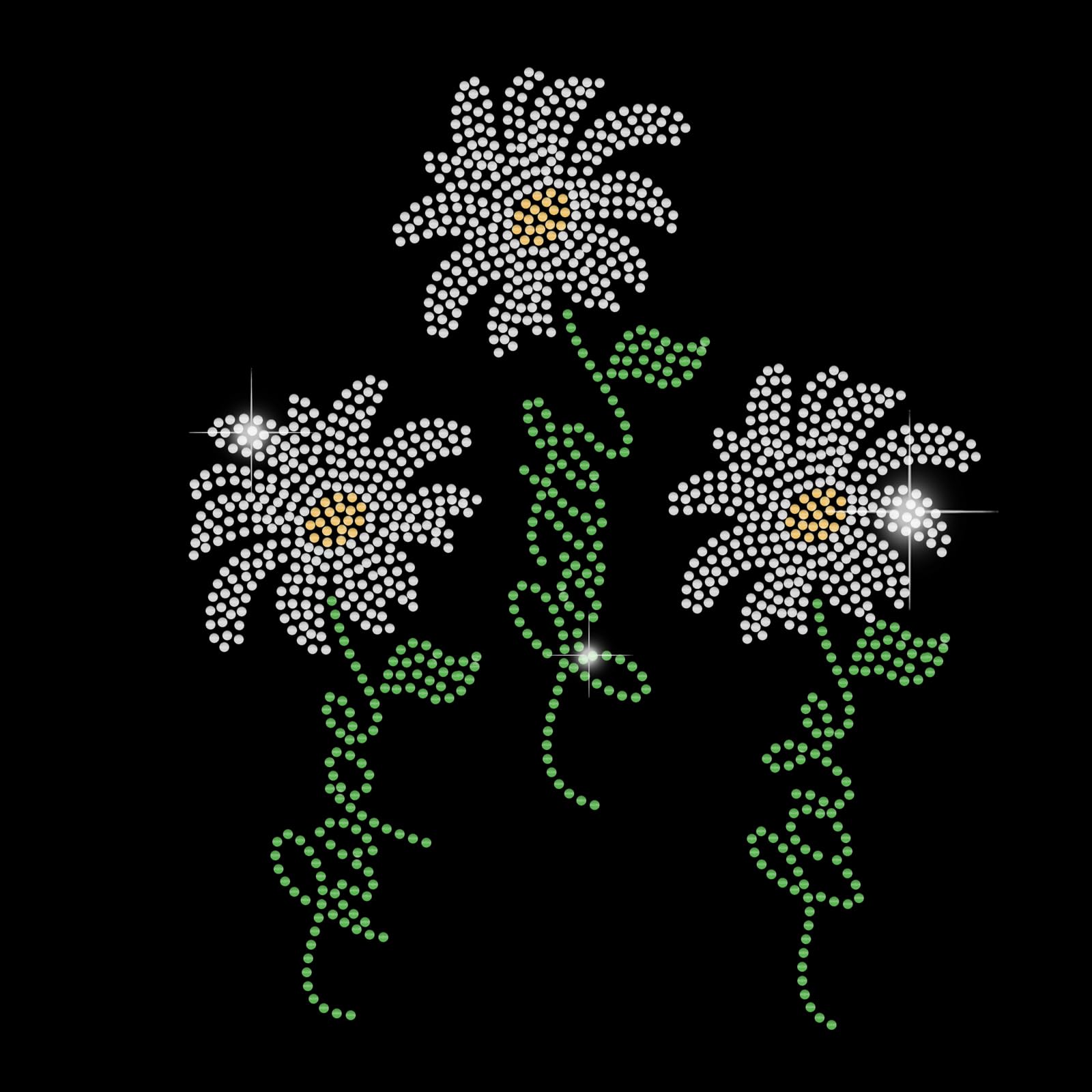 SUPERDANT Iron on Rhinestones for Clothing Daisy Patch Rhinestone Transfer Iron On Hot Fix Embellishment Rhinestone Transfer Bling Hot Fix Iron On Patch Flower Design Transfer Crystal Patch Clothing
