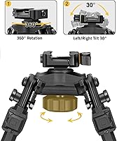 Vista 3 de CVLIFE Rifle Bipod Quick Release Picatinny Bipod for Rifle 360 Degrees Swivel and Tiltable Head Adjustable Height and Foldable Legs for Shooting and