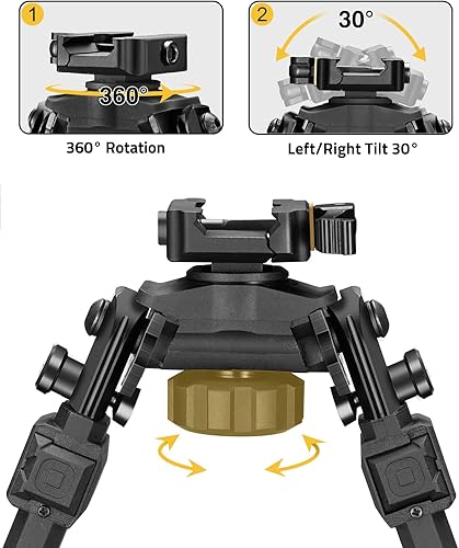 Vista 9 de CVLIFE Rifle Bipod Tactical Bipods for Rifles Gun Rest Sturdy Portable Height Adjustable for Hunting and Shooting Black