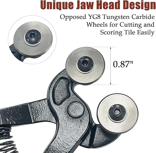 Miniatura 5 de Juego de 2 cortadores de azulejos de vidrio, pinza de corte de azulejos de cerámica resistente y pinza de mosaico de vidrio con ruedas para espejo