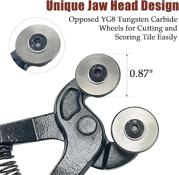 2 Piece Glass Tile Nipper Cutter Set, Heavy Duty Ceramic Tile Cutting Nipper and Wheeled Glass Mosaic Nipper for Glass Mosaic Porcelain Mirror