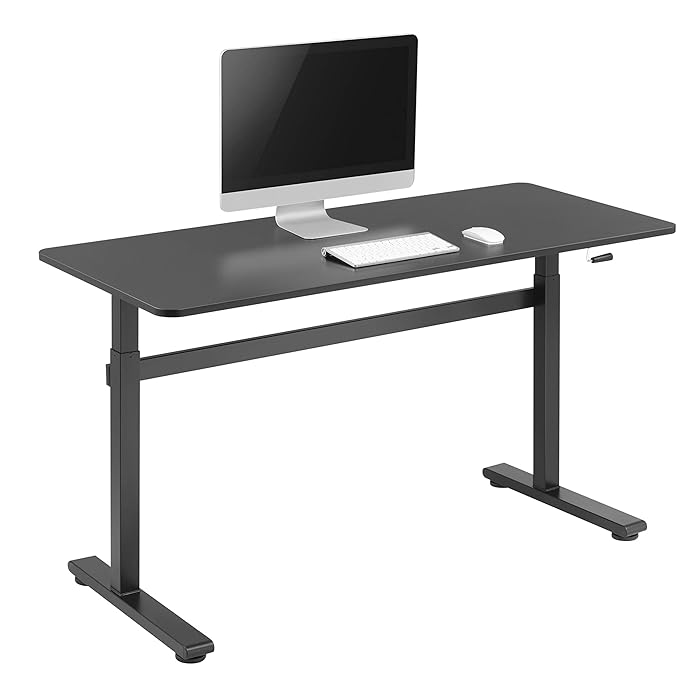 Buy Jin Office Manual Height Adjustable Desk with Hand Crank Metal