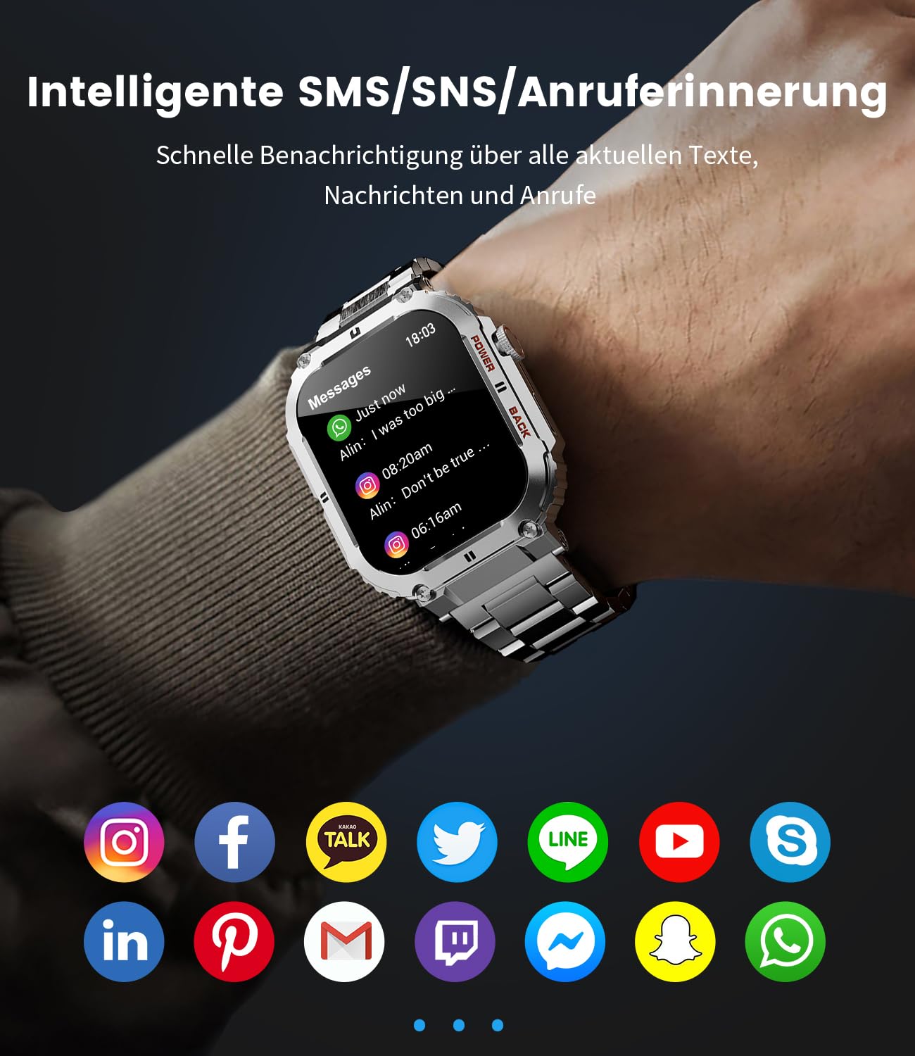 LIGE Smartwatch Uomo, Orologio Intelligente Fitness con Chiamate Bluetooth,1.96" Militari Smart Watch Tracker Attività con 100+ Modalità Sportive per Cardiofrequenzimetro,SpO2,Android iOS 2024