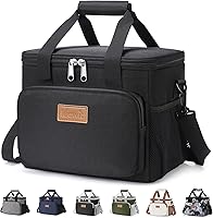 Lifewit Insulated Lunch Bag 12-Can 9L Soft Cooler Tote for Adults - Leakproof Thermal Lunch Box Keeps Food Fresh, Black