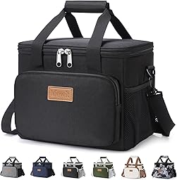Lifewit Lunch Bag for Men, Insulated Lunch Box Leakproof Soft Cooler Cooling Tote for Adult Women, Waterproof Reusable Lunch Bags for Work Office Outdoor Picnic Camping, Black, 12-Can (9L)