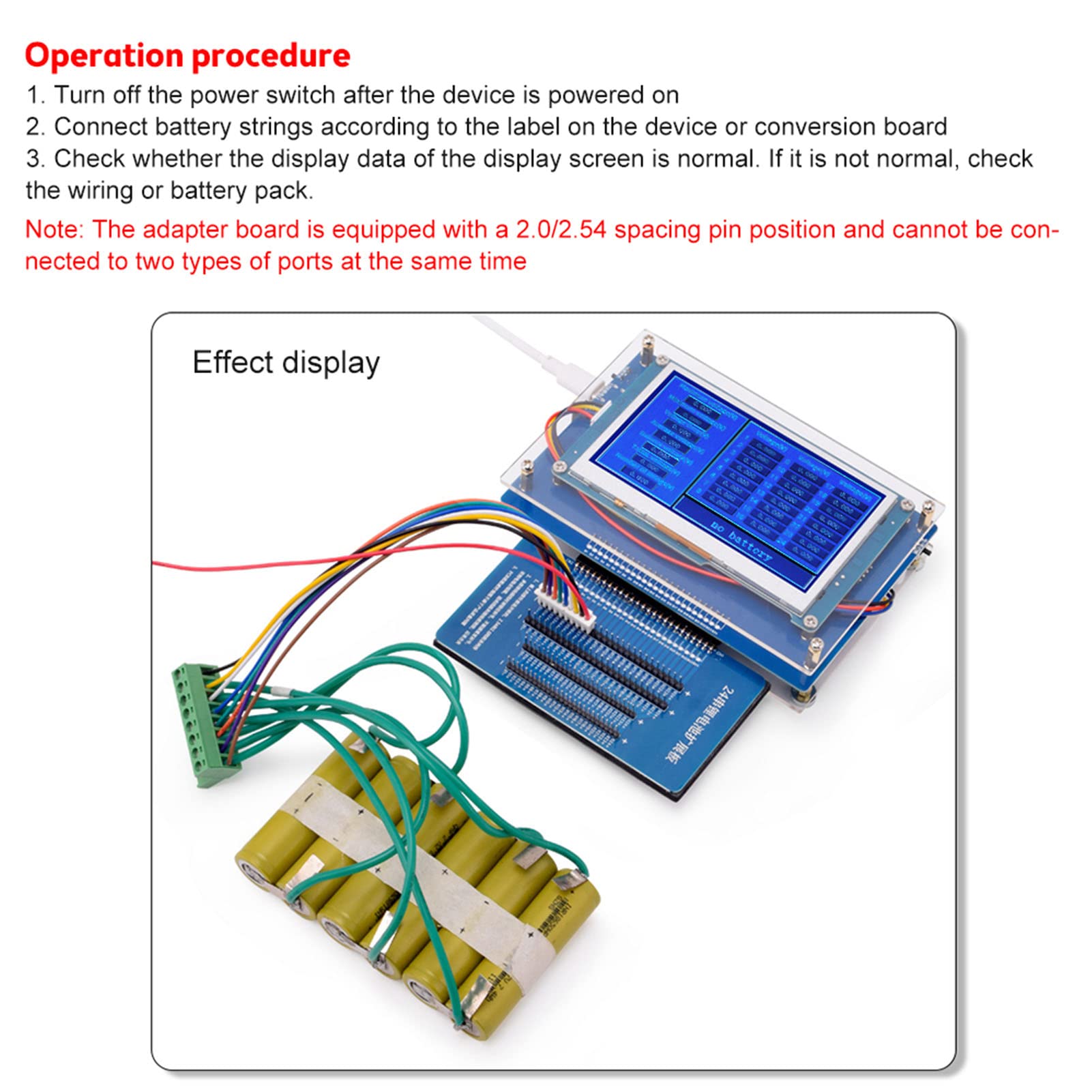 Fydun Tester per Batterie 1 a 24S, Tester per Batterie Al Litio Serie Display Dati Multipli 2 V - 4,5 V