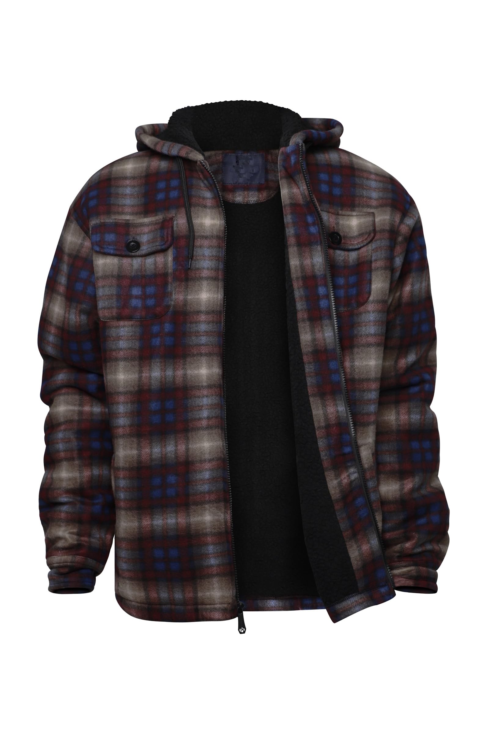 Gary Com Heavy Thick Flannel Plaid Jacket Sherpa Fleece Lined Hoodies for Men Zip Up Winter Warm Coat Zipper Sweatshirt