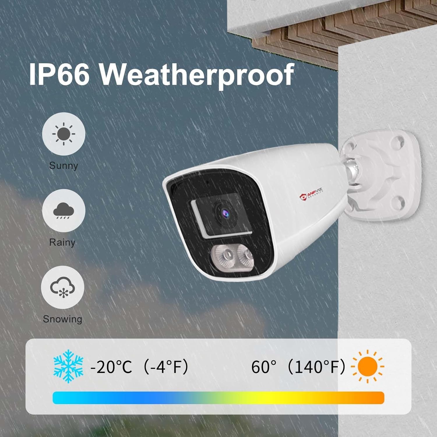 Anpviz 4MP HD Bullet PoE Camara Vigilancia Exterior, Micrófono Integrado | Visión nocturna inteligente en color, Detección inteligente de personas, Carcasa totalmente metálica, IP66 (U Series)