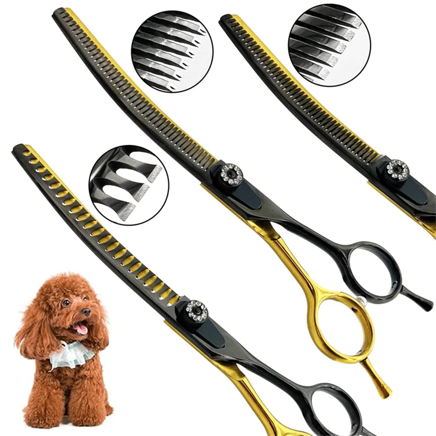 Tijeras de entresacar profesionales de 7,5 pulgadas para perros, gatos, mascotas, tijeras de peluquería, tijeras para el pelo con tornillo ajustable, acero inoxidable 440C (60%-70%)