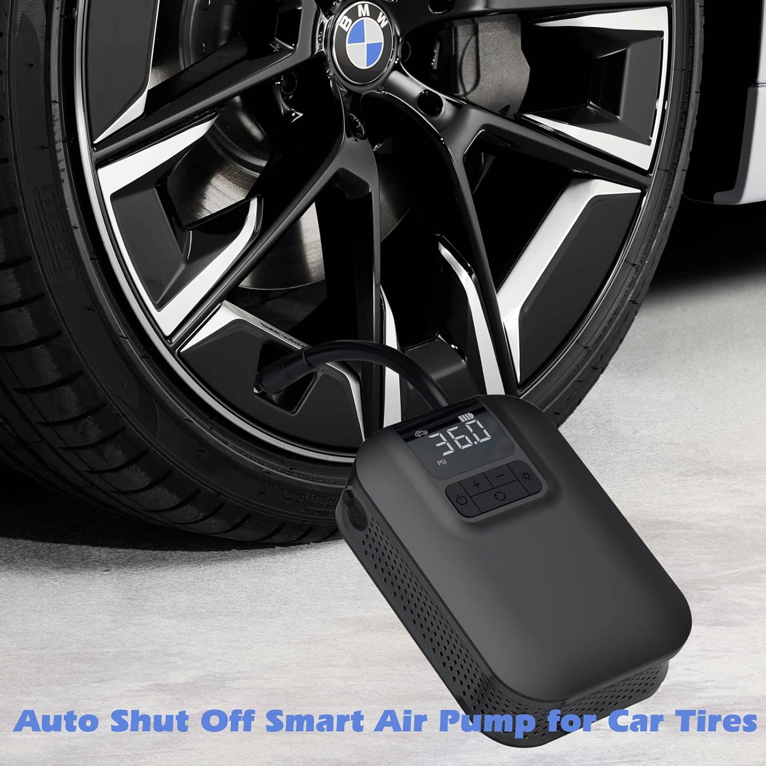Learrus Tire Inflator Portable Air Compressor, Air Pump Fits Car, Truck & Motorcycle Tires, Rechargeable Cordless Bike Pump(with 5000mAh Battery) : Automotive