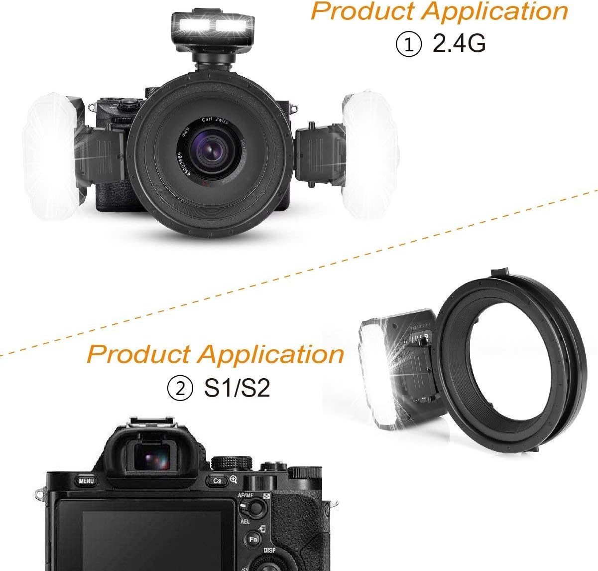 Meike MK-MT24S Macro Twin Lite Flash for Sony A9 A7III A7RIII and other MI Hot Shoe Mount Mirrorless Cameras