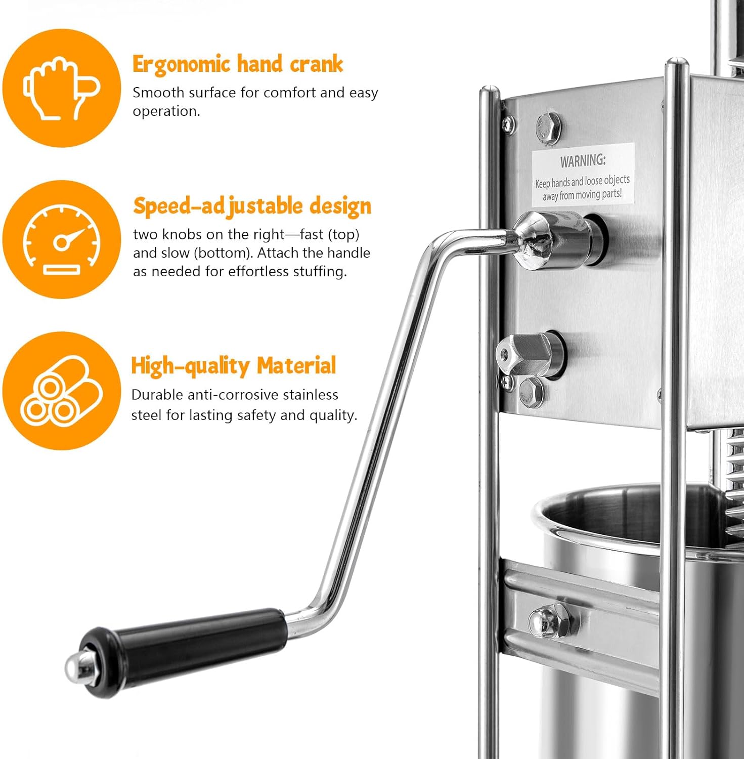 Manual Sausage Filling Machine 10L, Churros & Dough Stick Maker with 4 Stuffing Tubes, Vertical Stainless Steel Stuffer for Family and Commercial Use