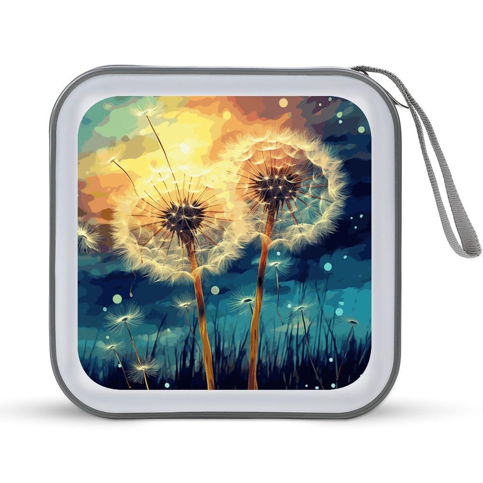 VstaDank Dandelion DIY Drawing Paint DVD Case 40 Capacity Protective Storage Organizer Binder Booklet Album Portable Disc Wallet Car CD Disc Holder Hard Plastic CD Case CD DVD Case Holder